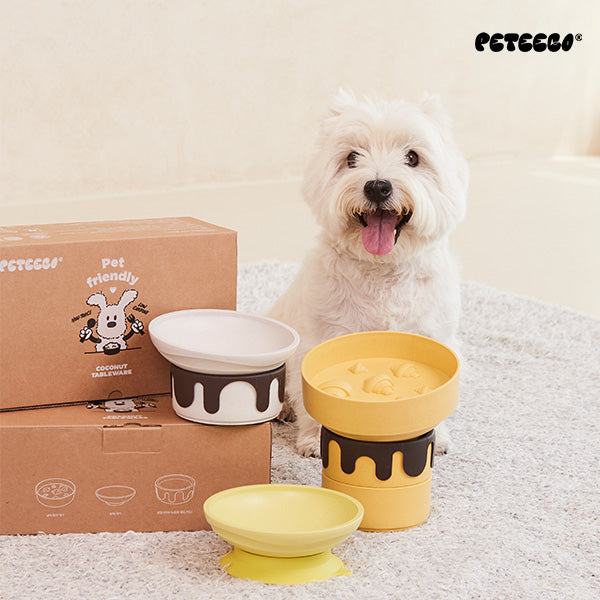 【PETEECO】(出清特價!)椰子寵物碗3套組(椰子碗+立碗+慢食碗)