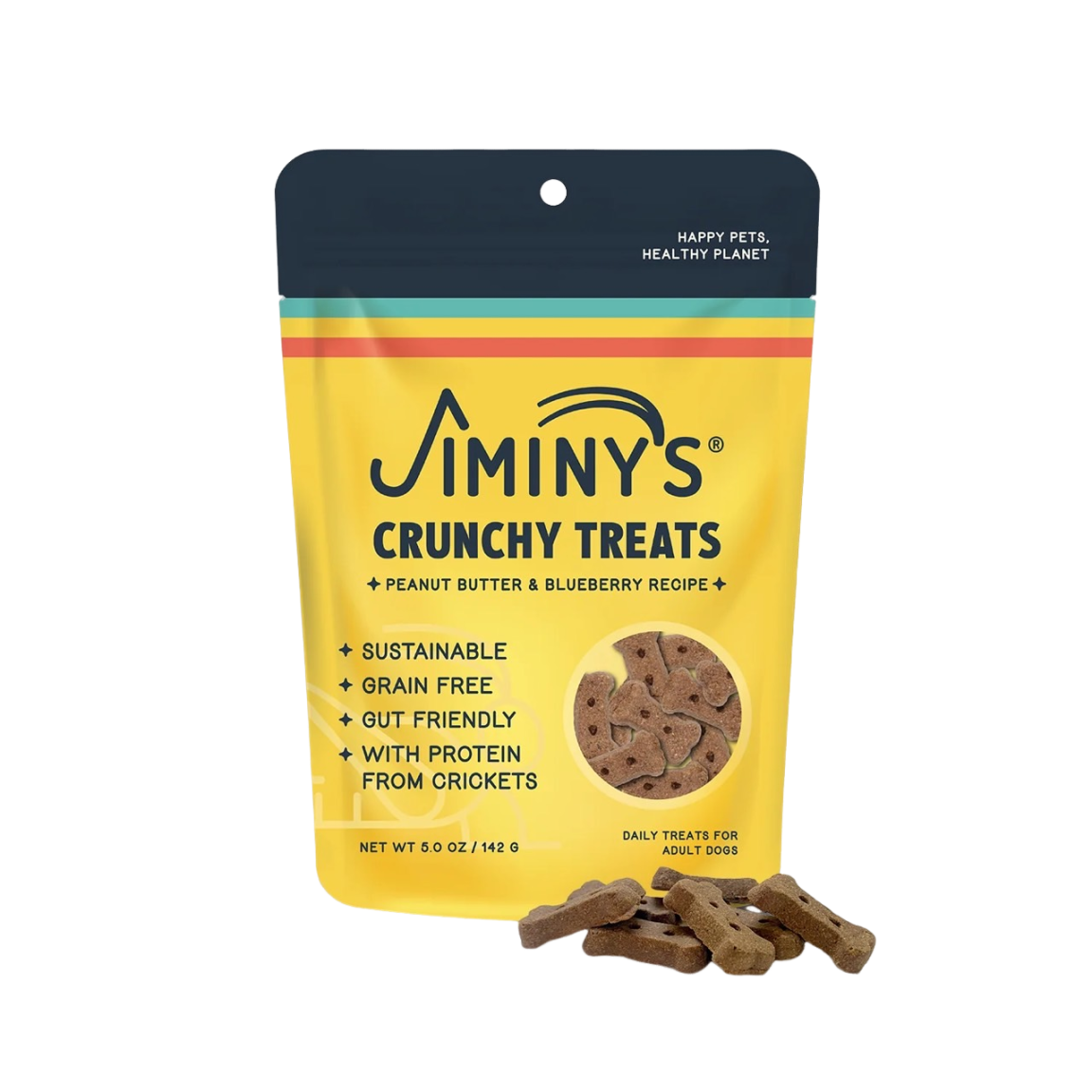 【Jiminy′s 吉米尼】特價(短效期到10/18)營養餅乾-花生醬藍莓口味 142g｜蟋蟀蛋白小骨頭造型狗零食｜訓練獎勵 × 營養點心推薦